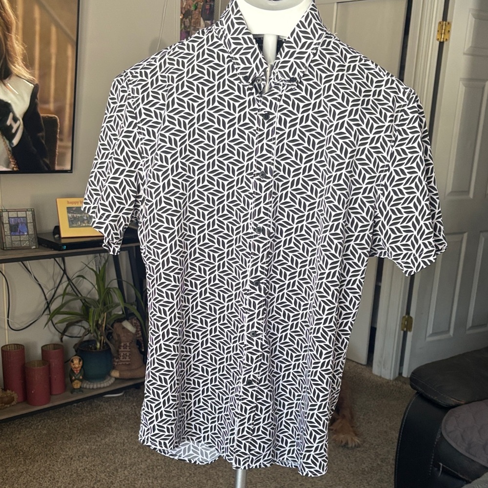 Geometric Black and White Men's Shirt